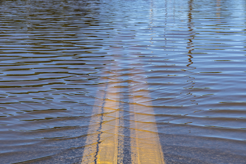 a flooded road