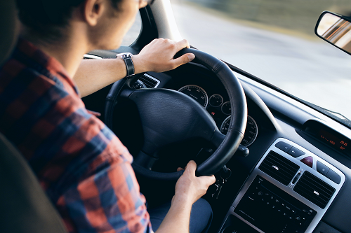 a person in a car